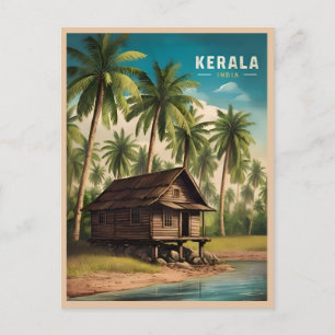 Vintage Travel Kerala India Retro Landschaftlich Postkarte