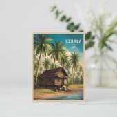 Vintage Travel Kerala India Retro Landschaftlich Postkarte (Stehend Vorderseite)