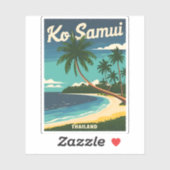 Vintage Travel Koh Samui Thailand Retro Graphic Aufkleber (Blatt)