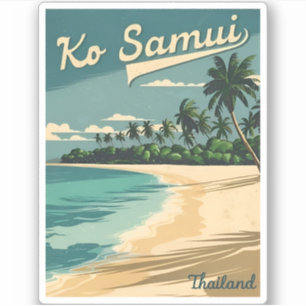 Vintage Travel Koh Samui Thailand Retro Graphic Aufkleber