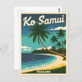Vintage Travel Koh Samui Thailand Retro Graphic Postkarte (Vorne/Hinten)