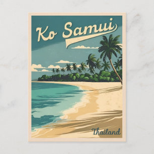 Vintage Travel Koh Samui Thailand Retro Graphic Postkarte