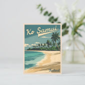 Vintage Travel Koh Samui Thailand Retro Graphic Postkarte (Stehend Vorderseite)