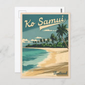 Vintage Travel Koh Samui Thailand Retro Graphic Postkarte (Vorne/Hinten)