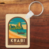 Vintage Travel Krabi Thailand Railay Beach Retro Schlüsselanhänger (Rückseite)