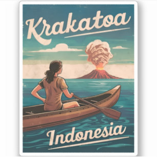 Vintage Travel Krakatoa Indonesia Retro Landschaft Aufkleber