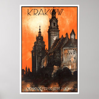 Vintage travel, Krakau Poster