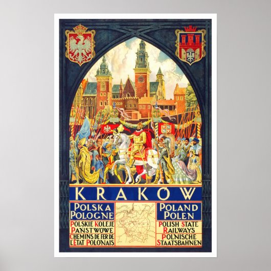 Vintage travel, Krakau Poster (Vorne)