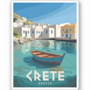 Vintage Travel Kreta Griechenland Retro Landschaft Aufkleber