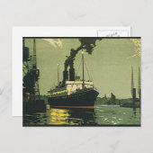 Vintage Travel, Kreuzfahrtschiff in einem Hafen Postkarte (Vorne/Hinten)
