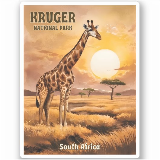 Vintage Travel Krüger Nationalpark Südafrika Aufkleber (Vorderseite)