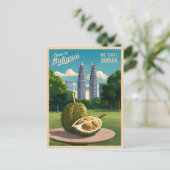 Vintage Travel Kuala Lumpur Malaysia Durian Spaß Postkarte (Stehend Vorderseite)