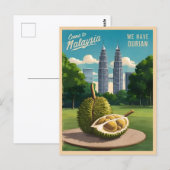 Vintage Travel Kuala Lumpur Malaysia Durian Spaß Postkarte (Vorne/Hinten)