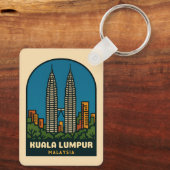 Vintage Travel Kuala Lumpur Malaysia Retro Style Schlüsselanhänger (Rückseite)