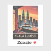 Vintage Travel Kuala Lumpur Malaysia Sunset Retro Aufkleber (Blatt)