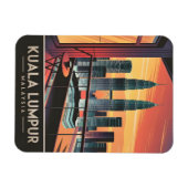 Vintage Travel Kuala Lumpur Malaysia Sunset Retro Magnet (Horizontal)
