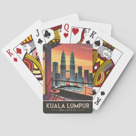 Vintage Travel Kuala Lumpur Malaysia Sunset Retro Spielkarten (Rückseite)