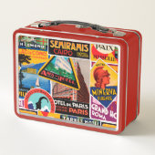 Vintage Travel Labels Metall Brotdose (Rückseite)