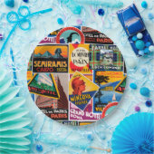 Vintage Travel Labels Pappteller (Party)