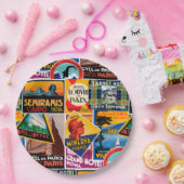 Vintage Travel Labels Pappteller (Party)