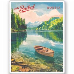 Vintage Travel Lake Baikal Russland Retro Landscha Aufkleber