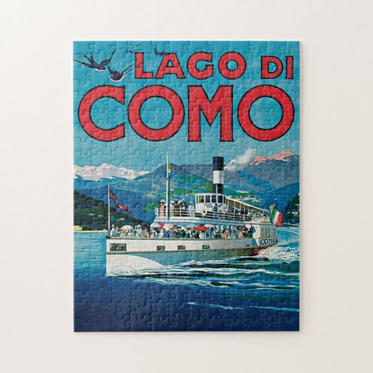 Vintage Travel Lake Como Italien Schiff Puzzle (Vertikal)
