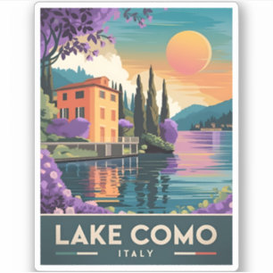 Vintage Travel Lake Como Italien Sunset Landschaft Aufkleber