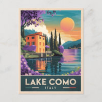 Vintage Travel Lake Como Italien Sunset Landschaft