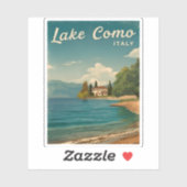 Vintage Travel Lake Como Landschaftlich Aufkleber (Blatt)