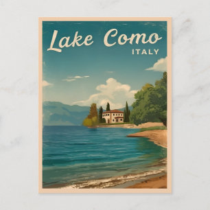 Vintage Travel Lake Como Landschaftlich Postkarte