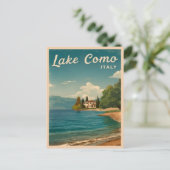 Vintage Travel Lake Como Landschaftlich Postkarte (Stehend Vorderseite)
