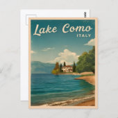 Vintage Travel Lake Como Landschaftlich Postkarte (Vorne/Hinten)
