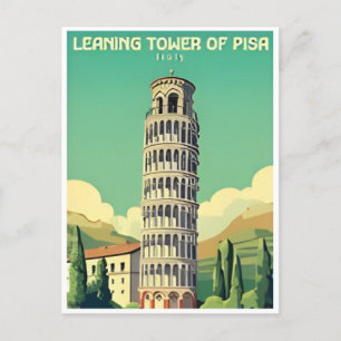 Vintage Travel Leaning Tower of Pisa Italien Postkarte