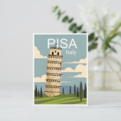 Vintage Travel Leaning Tower of Pisa Italien Postkarte (Stehend Vorderseite)