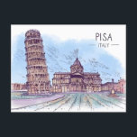 Vintage Travel Leaning Tower of Pisa Retro Postkarte<br><div class="desc">Vintag,  Retro,  Reisen,  modern,  Aquarell,  Classic,  Leaning,  Tower von Pisa,  italienisch,  Italien, </div>