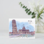 Vintage Travel Leaning Tower of Pisa Retro Postkarte (Stehend Vorderseite)