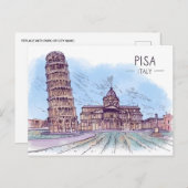 Vintage Travel Leaning Tower of Pisa Retro Postkarte (Vorne/Hinten)