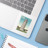 Vintage Travel Leaning Tower von Pisa Retro Graphi Aufkleber (Laptop mit iPhone)