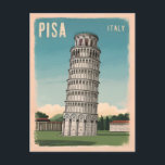 Vintage Travel Leaning Tower von Pisa Retro Graphi Postkarte<br><div class="desc">Treten Sie zurück in die Vergangenheit und begeben Sie sich auf eine Reise in die berühmte Sehenswürdigkeit Italiens mit diesem charmanten,  inspirierten Design aus dem Jahrtausend mit dem Schiefen Turm von Pisa. In nostalgischen Tönen und klassischen Motiven erweckt dieses Design den zeitlosen Reiz eines der weltweit bekanntesten architektonischen Wunder.</div>