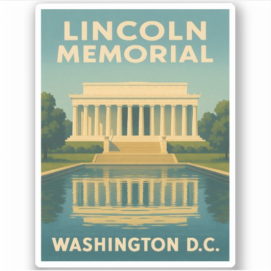 Vintage Travel Lincoln Memorial Washington DC Aufkleber (Vorderseite)