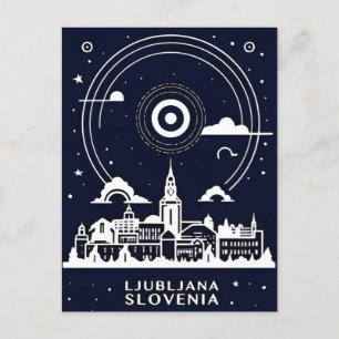 Vintage Travel Ljubljana Slowenien Retro Postkarte