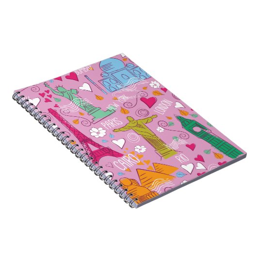 Vintage Travel Locations Muster Notizblock (Rechte Seite)