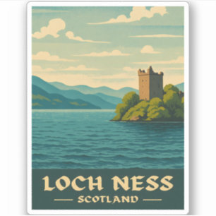 Vintage Travel Loch Ness Scotland Retro Landschaft Aufkleber