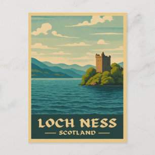 Vintage Travel Loch Ness Scotland Retro Landschaft Postkarte