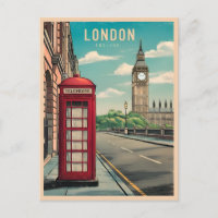 Vintage Travel London Big Ben England Retro Landsc