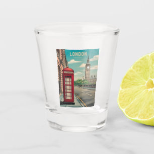 Vintage Travel London Big Ben England Retro Landsc Schnapsglas