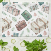 Vintage Travel Luggage Pattern (1) Geschirrtuch (Gefaltet)