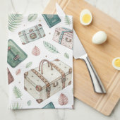 Vintage Travel Luggage Pattern (1) Geschirrtuch (Viertel Falte)