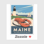 Vintage Travel Mainster Seafood Retro Landschaftli Aufkleber (Blatt)