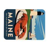 Vintage Travel Mainster Seafood Retro Landschaftli Magnet (Horizontal)
